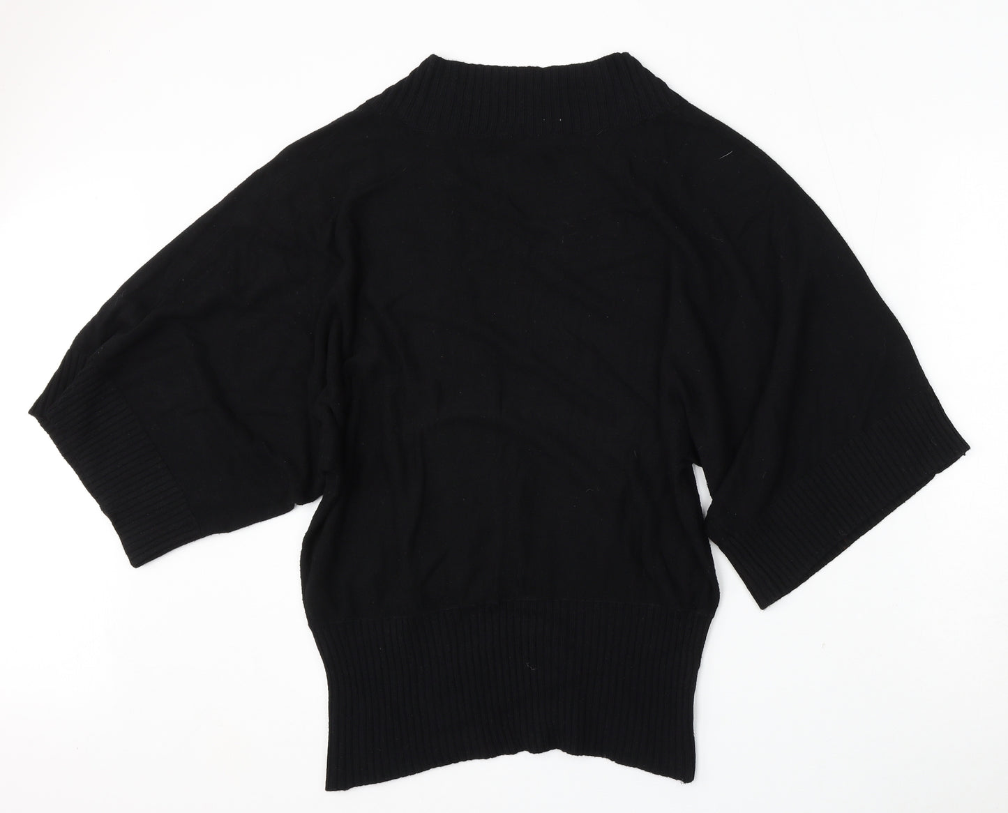 Oasis Womens Black V-Neck  Viscose Pullover Jumper Size 12