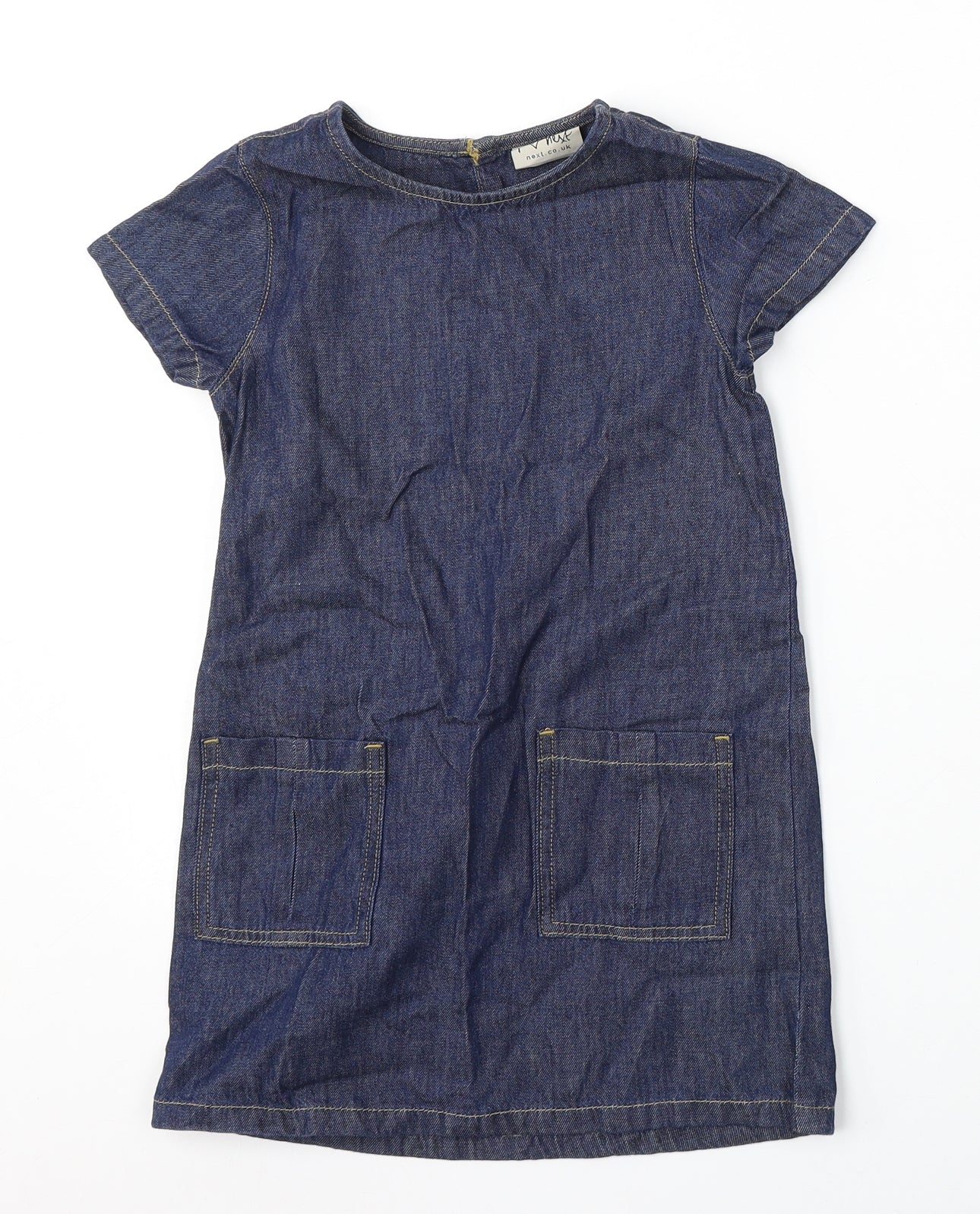 NEXT Girls Blue  Cotton Shift  Size 6 Years  Round Neck