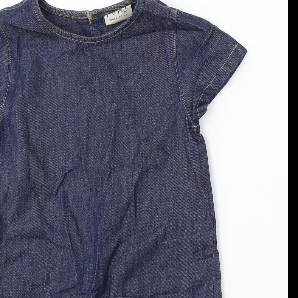 NEXT Girls Blue  Cotton Shift  Size 6 Years  Round Neck