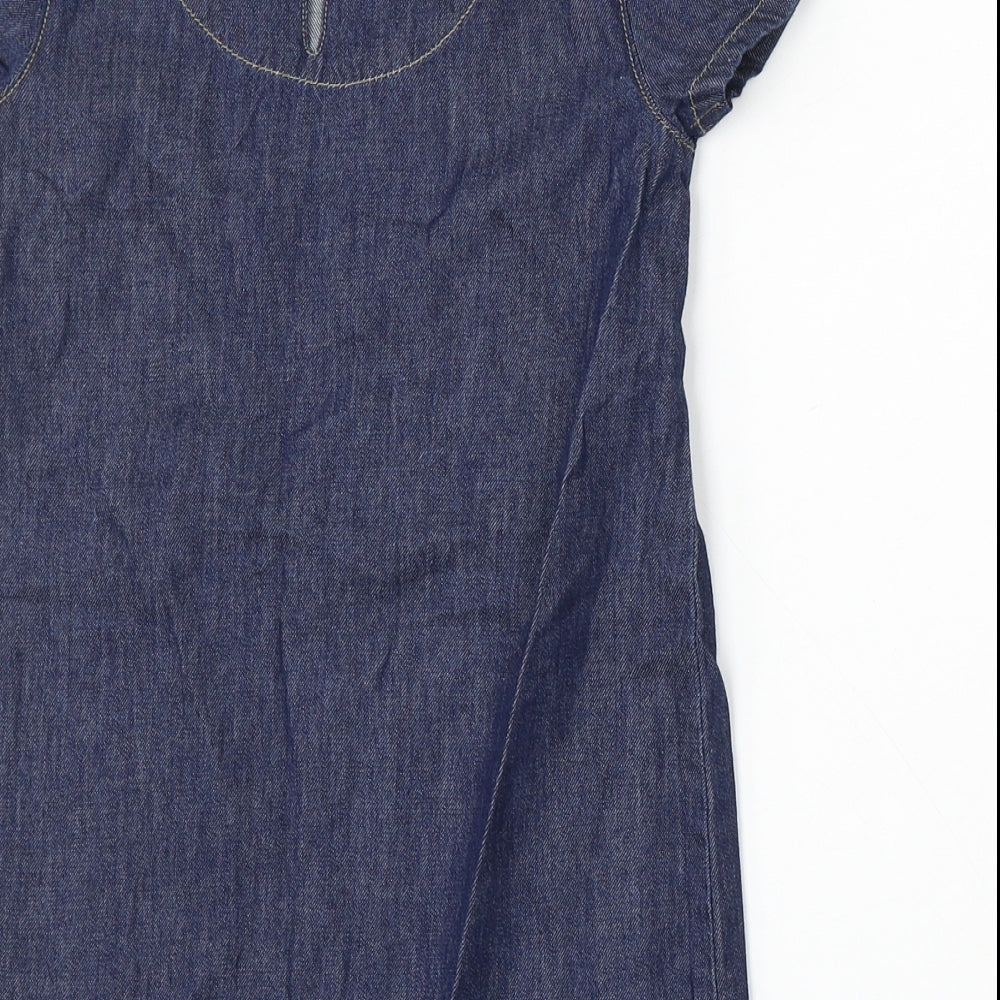 NEXT Girls Blue  Cotton Shift  Size 6 Years  Round Neck