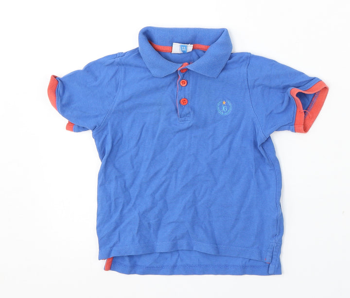 Jack Green Boys Blue  Cotton Basic Polo Size 5-6 Years Collared
