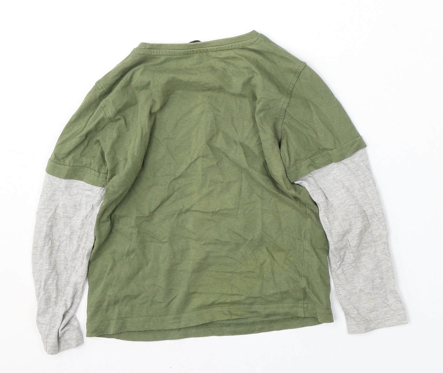 George Boys Green  Cotton Basic T-Shirt Size 6-7 Years Round Neck