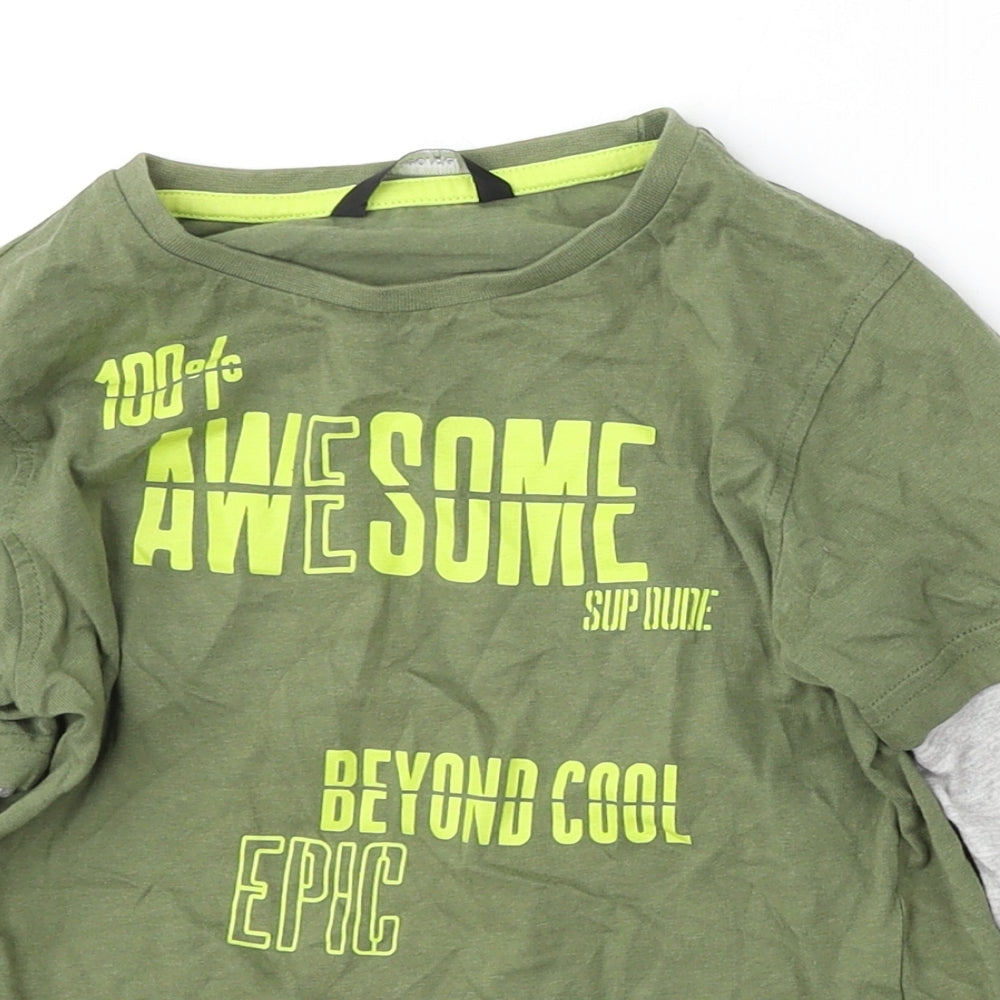 George Boys Green  Cotton Basic T-Shirt Size 6-7 Years Round Neck