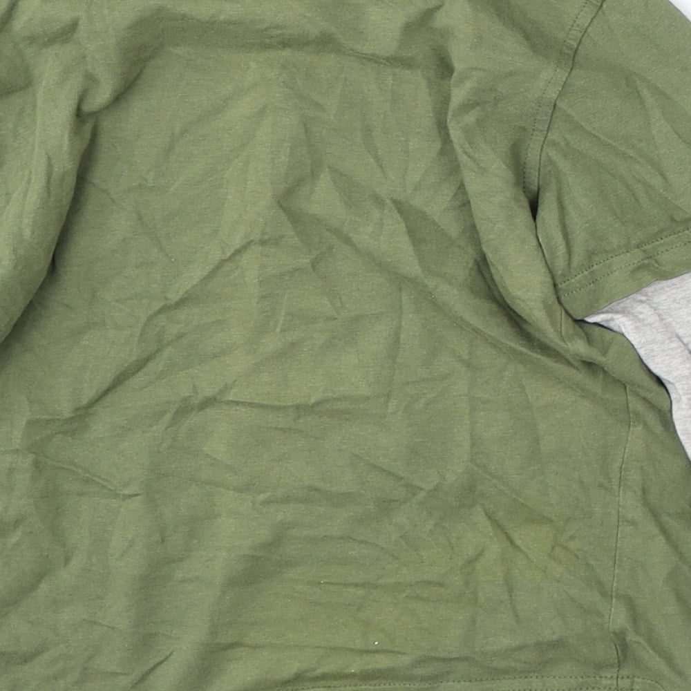 George Boys Green  Cotton Basic T-Shirt Size 6-7 Years Round Neck