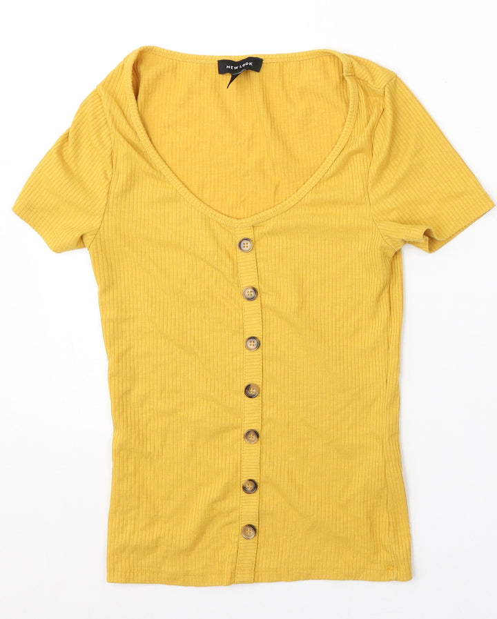 New Look Womens Yellow Round Neck  Polyester Pullover Jumper Size 8