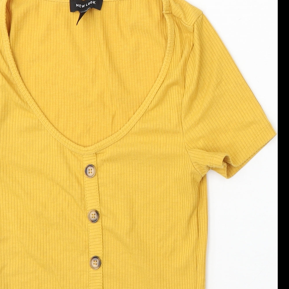 New Look Womens Yellow Round Neck  Polyester Pullover Jumper Size 8