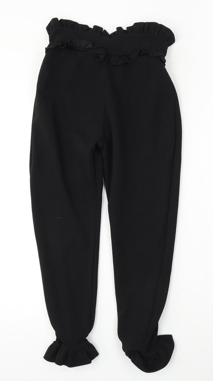 PRETTYLITTLETHING Womens Black  Polyester Trousers  Size 8 L23 in Regular