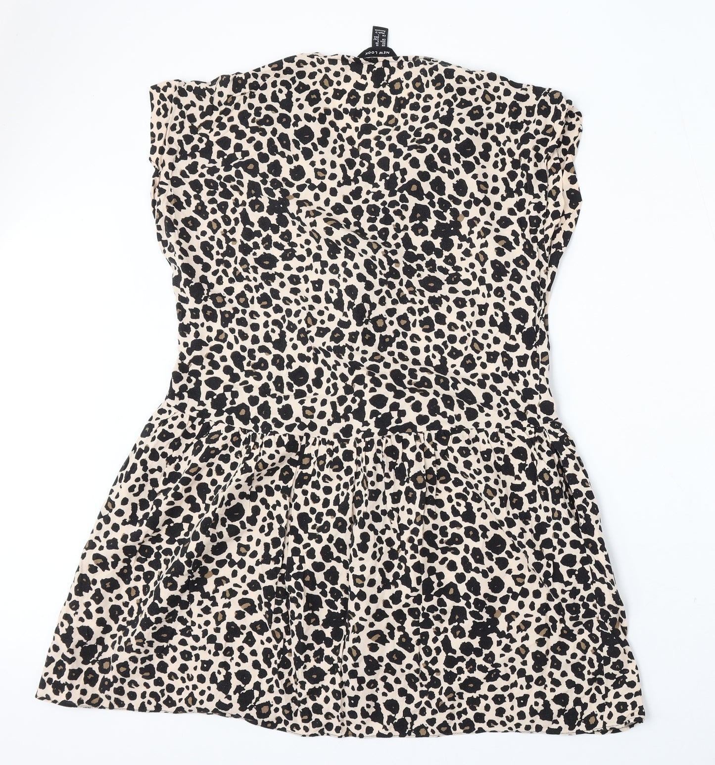 New Look Womens Beige Animal Print Viscose Sheath  Size 10  V-Neck