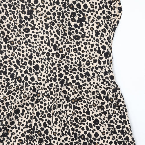 New Look Womens Beige Animal Print Viscose Sheath  Size 10  V-Neck
