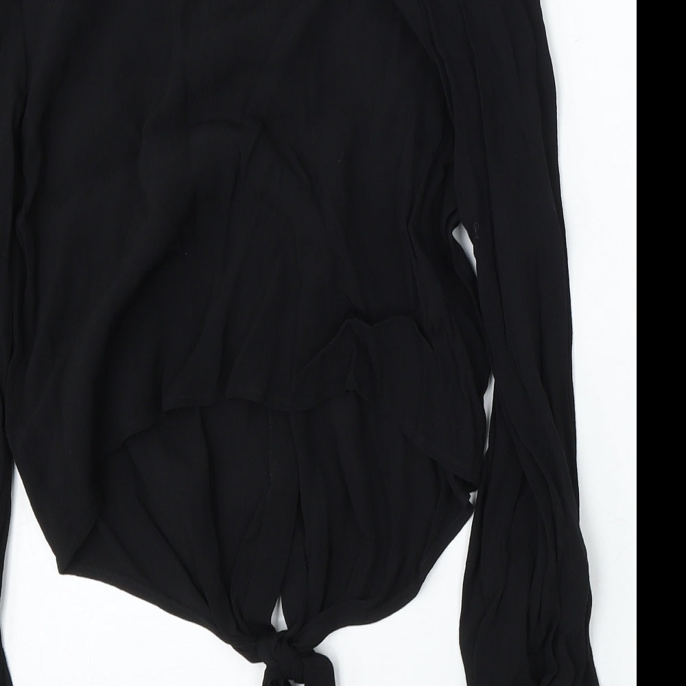 H&M Womens Black V-Neck  Viscose Cardigan Jumper Size 2