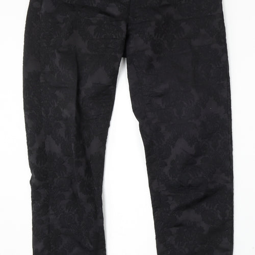 Pomodoro Womens Black Floral Cotton Straight Jeans Size 10 L29 in Regular Button