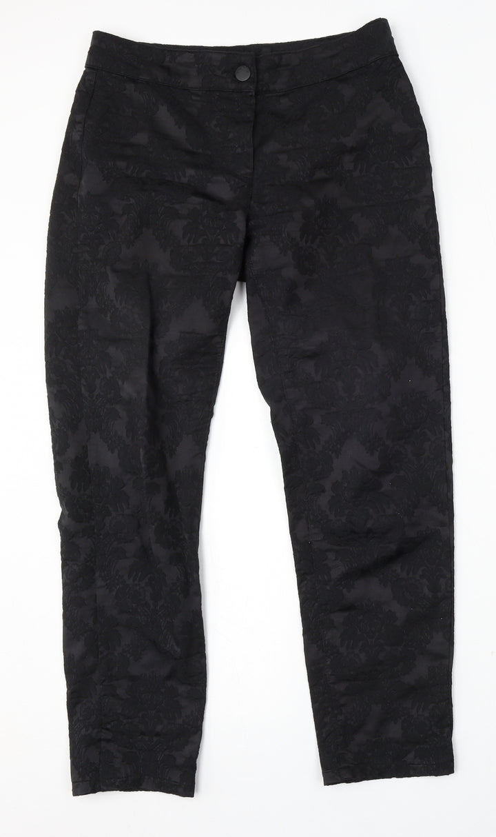 Pomodoro Womens Black Floral Cotton Straight Jeans Size 10 L29 in Regular Button
