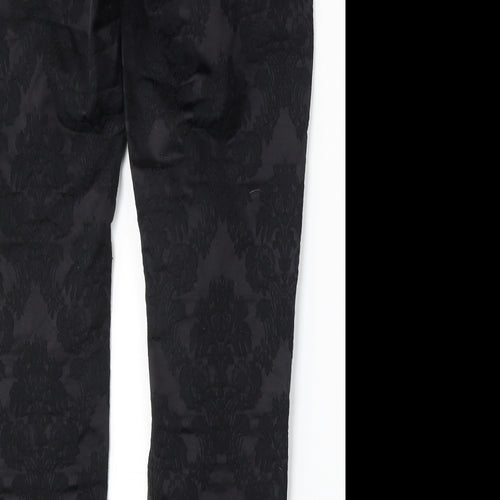 Pomodoro Womens Black Floral Cotton Straight Jeans Size 10 L29 in Regular Button