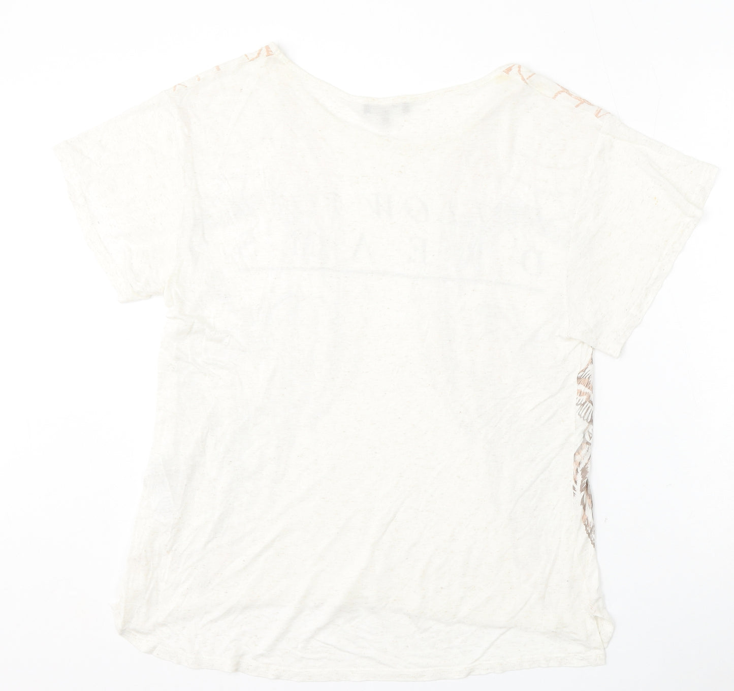 New Look Womens White  Viscose Basic T-Shirt Size 14 Round Neck