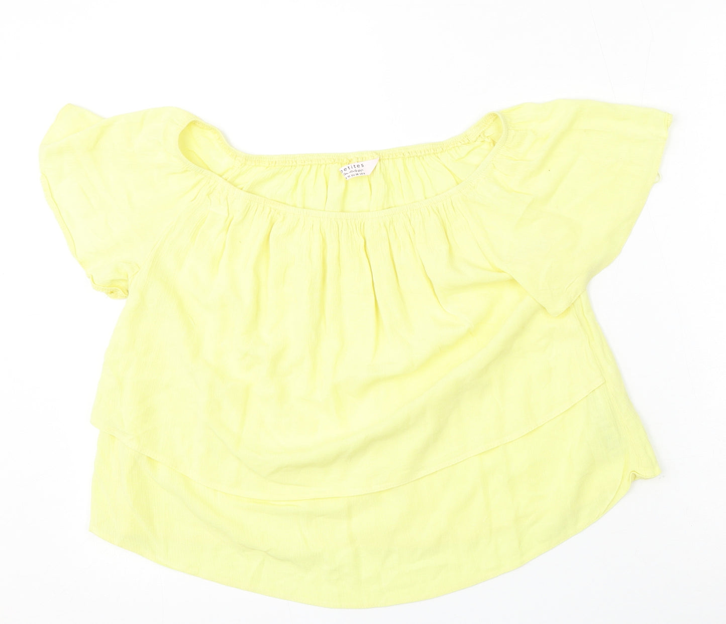 Miss Selfridge Womens Yellow  Viscose Basic Blouse Size 10 Round Neck