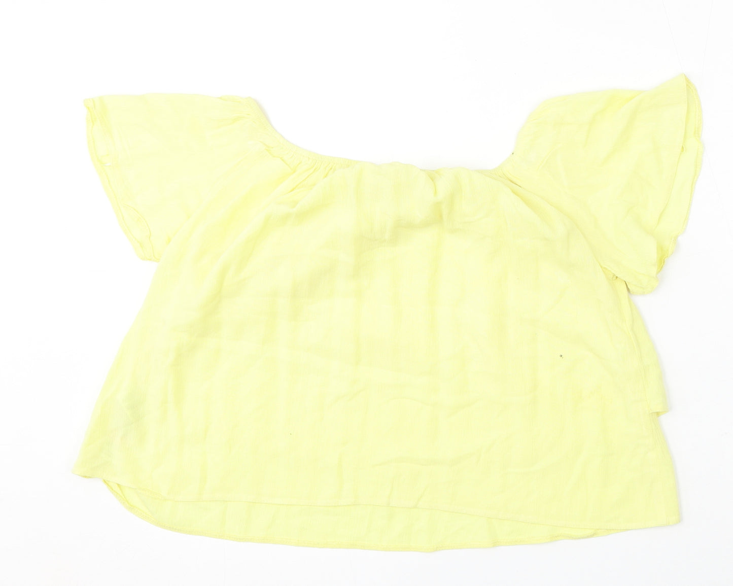 Miss Selfridge Womens Yellow  Viscose Basic Blouse Size 10 Round Neck