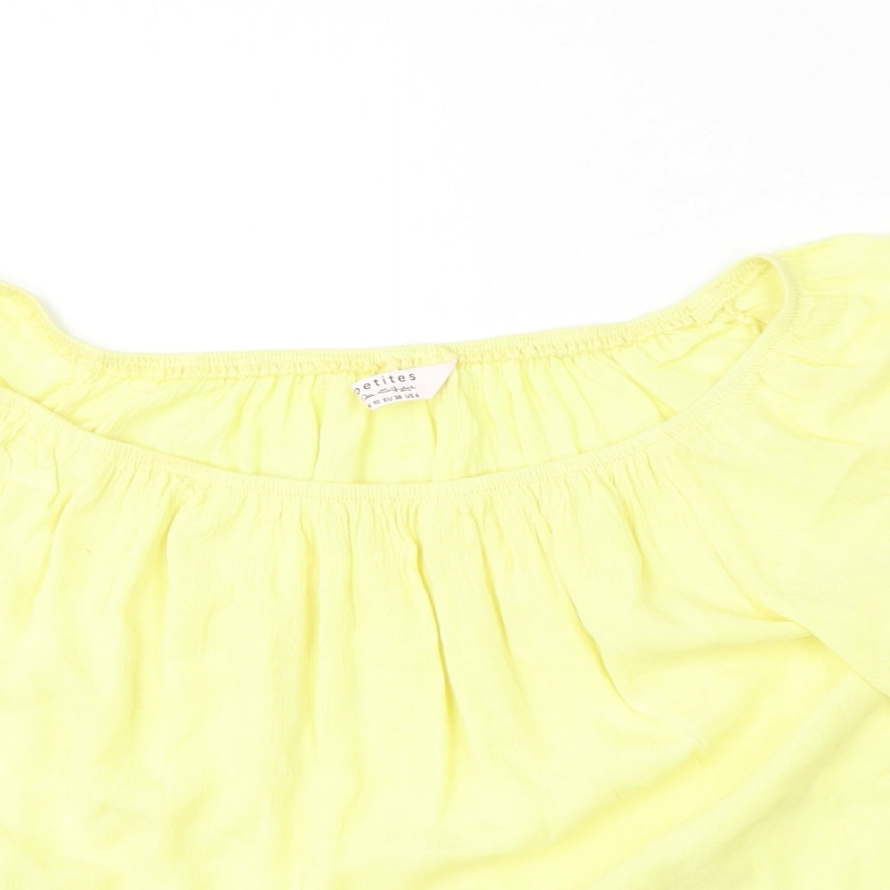 Miss Selfridge Womens Yellow  Viscose Basic Blouse Size 10 Round Neck