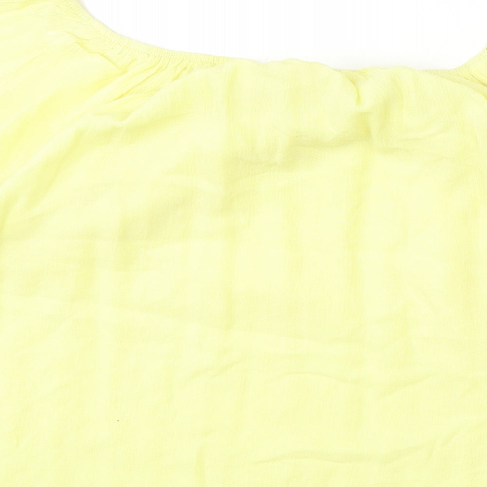 Miss Selfridge Womens Yellow  Viscose Basic Blouse Size 10 Round Neck