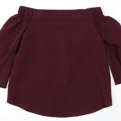Atmosphere Womens Red  Polyester Basic Blouse Size 8 Round Neck