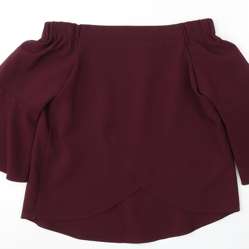 Atmosphere Womens Red  Polyester Basic Blouse Size 8 Round Neck