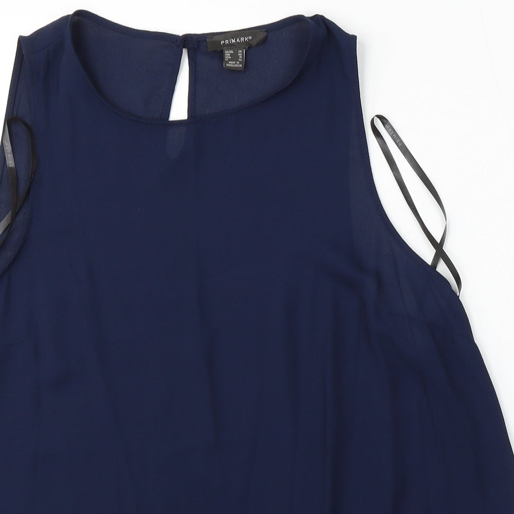 Primark Womens Blue  Polyester Basic Blouse Size 20 Round Neck