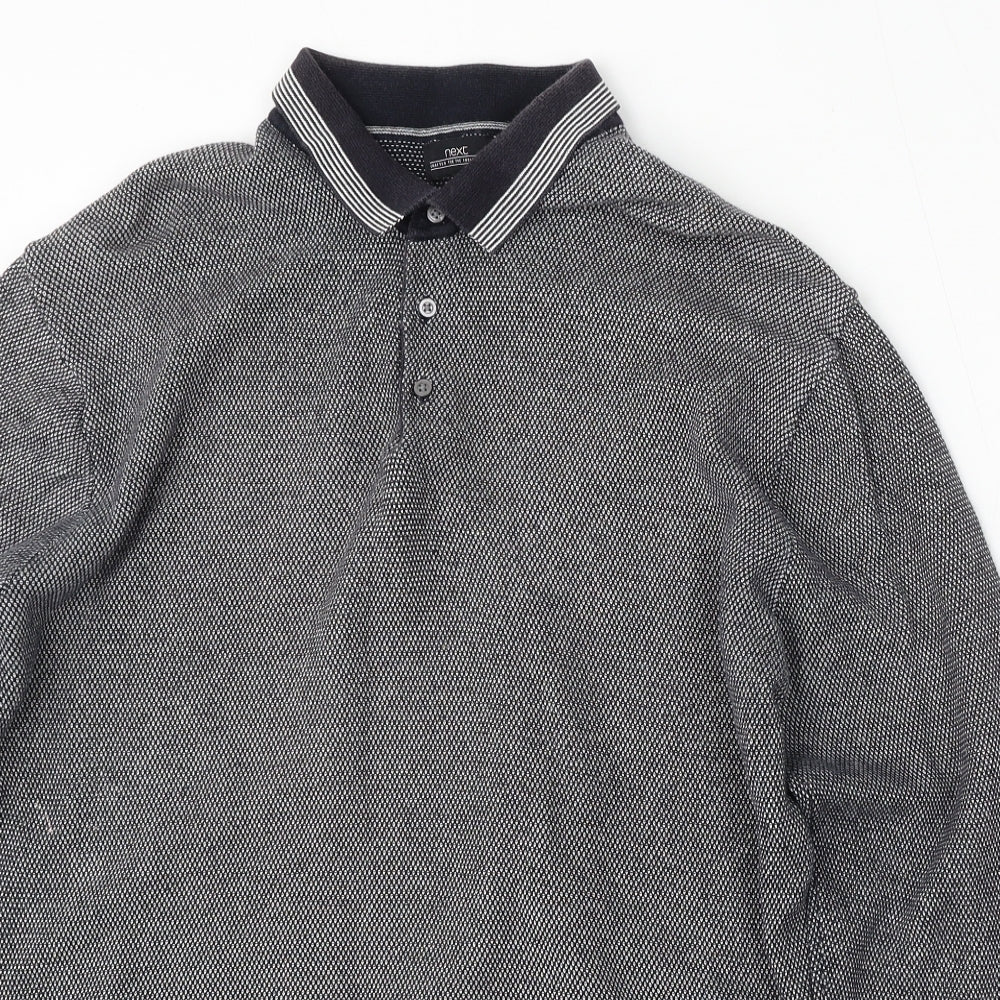 NEXT Mens Blue Collared  Cotton Pullover Jumper Size XL