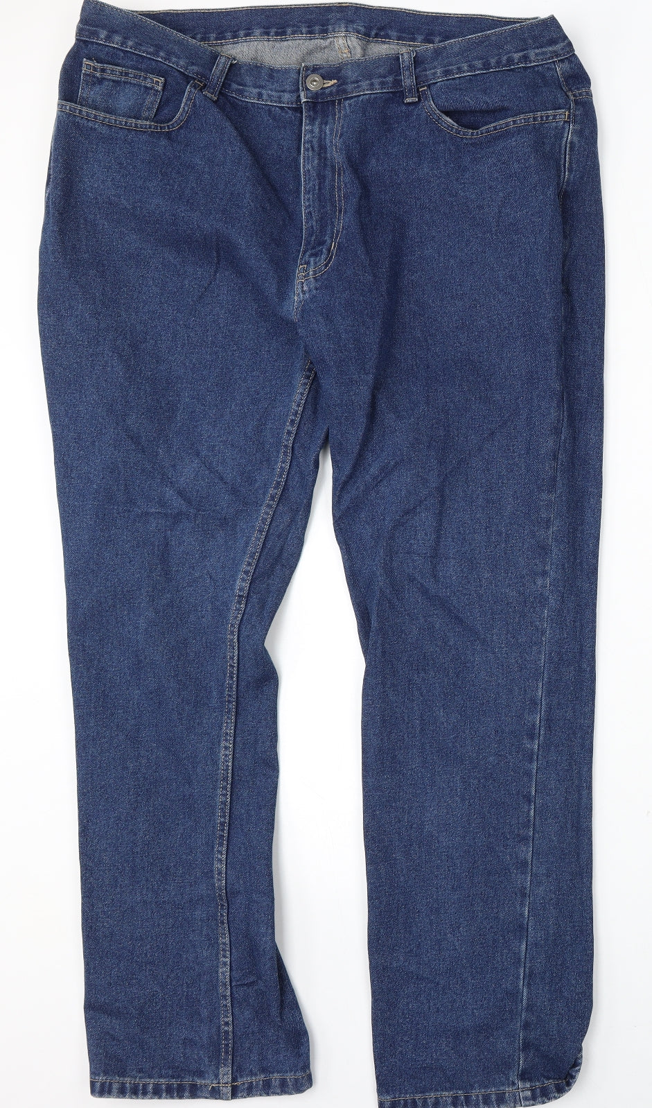 George Mens Blue  Cotton Straight Jeans Size 40 L32 in Regular Button