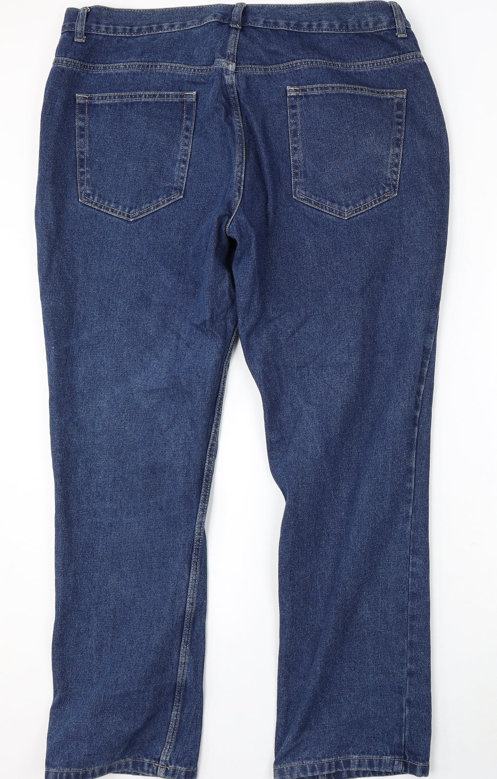 George Mens Blue  Cotton Straight Jeans Size 40 L32 in Regular Button