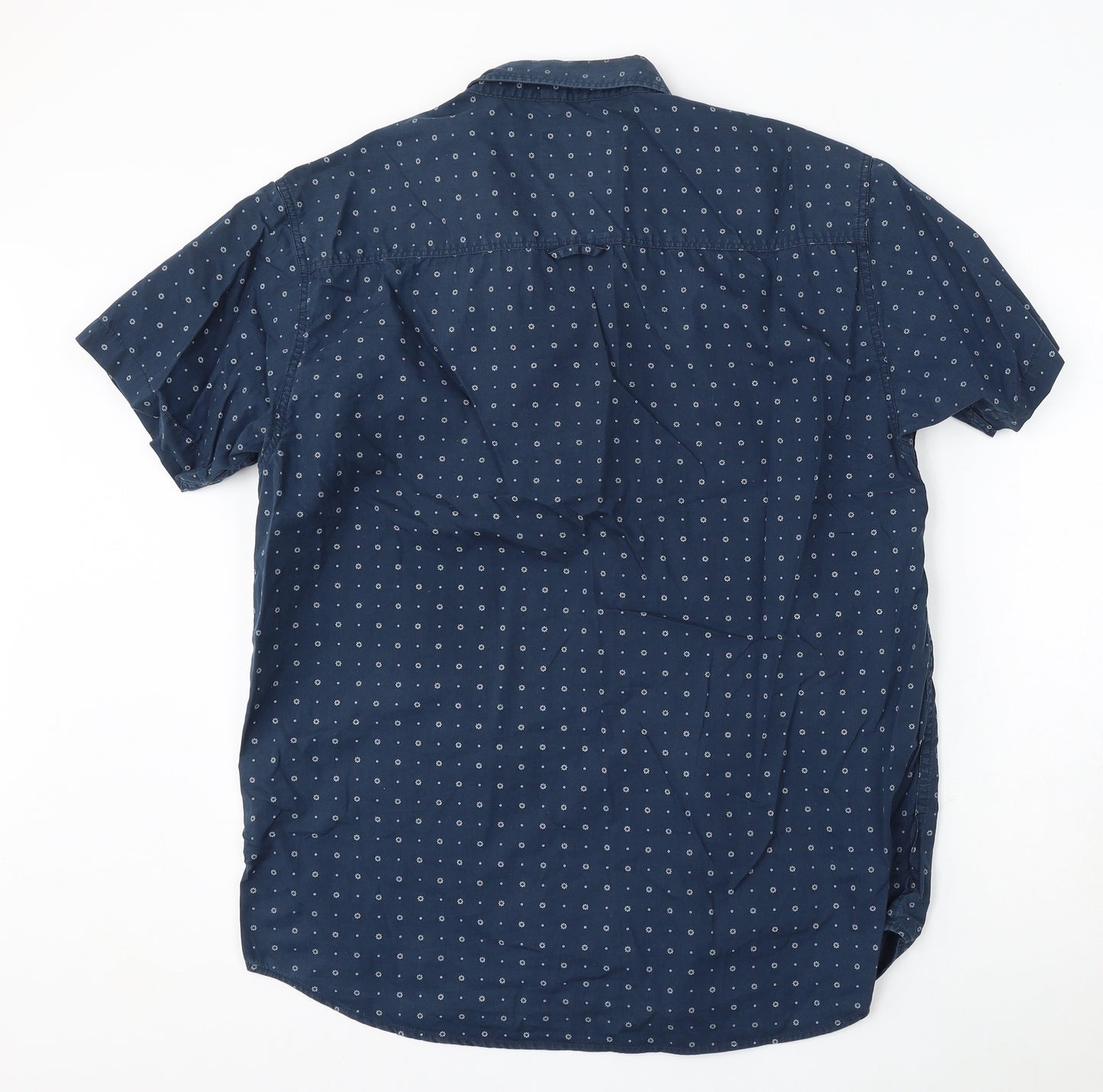Diesel Mens Blue Geometric Cotton  Polo Size 2XL Collared Button