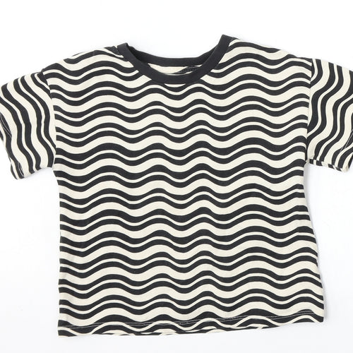 NEXT Girls White Animal Print Cotton Basic T-Shirt Size 5 Years Round Neck