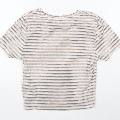 Primark Girls Multicoloured Striped Polyester Basic T-Shirt Size XS Round Neck
