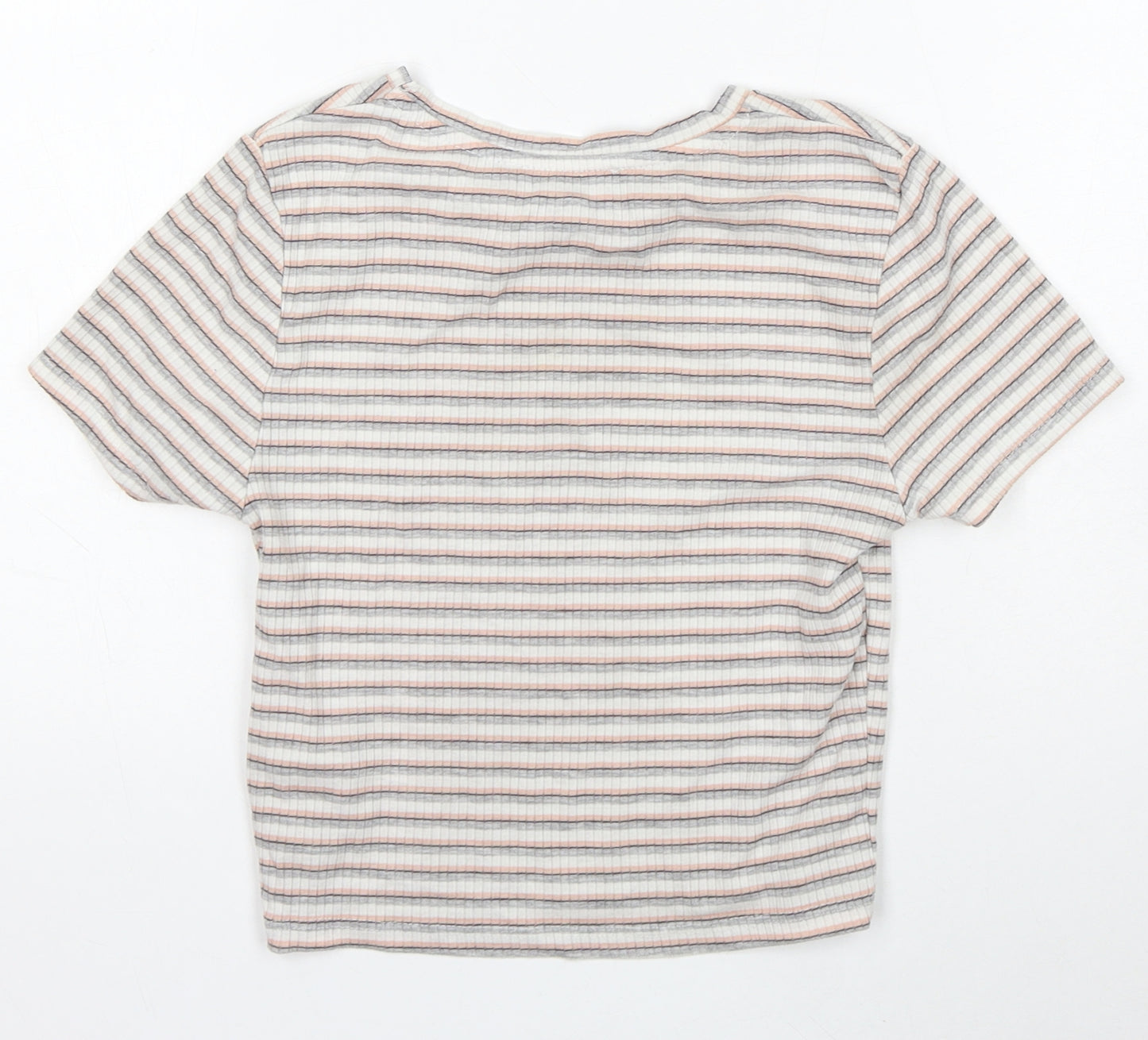 Primark Girls Multicoloured Striped Polyester Basic T-Shirt Size XS Round Neck