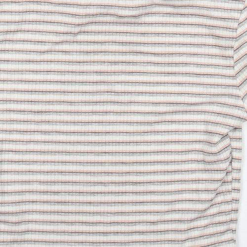 Primark Girls Multicoloured Striped Polyester Basic T-Shirt Size XS Round Neck