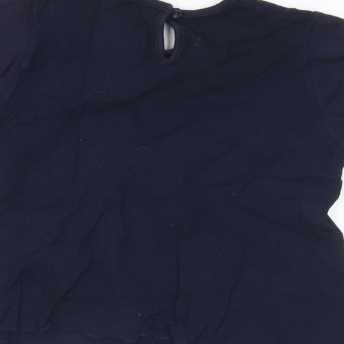Jean Bourget Girls Blue  Cotton Basic T-Shirt Size 4 Years Round Neck