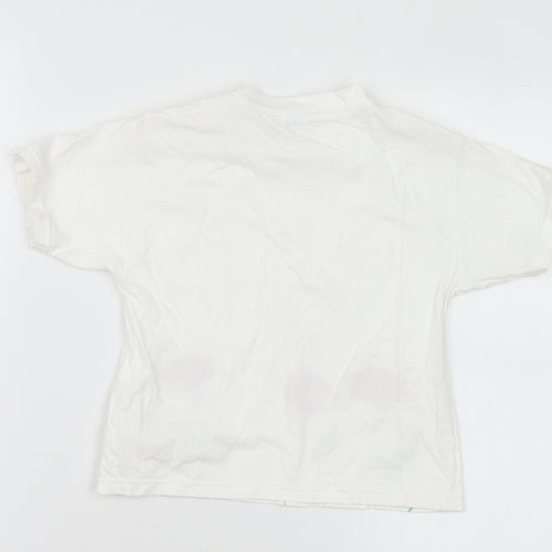 ELLE Girls White Floral Cotton Basic T-Shirt Size 2 Years Crew Neck