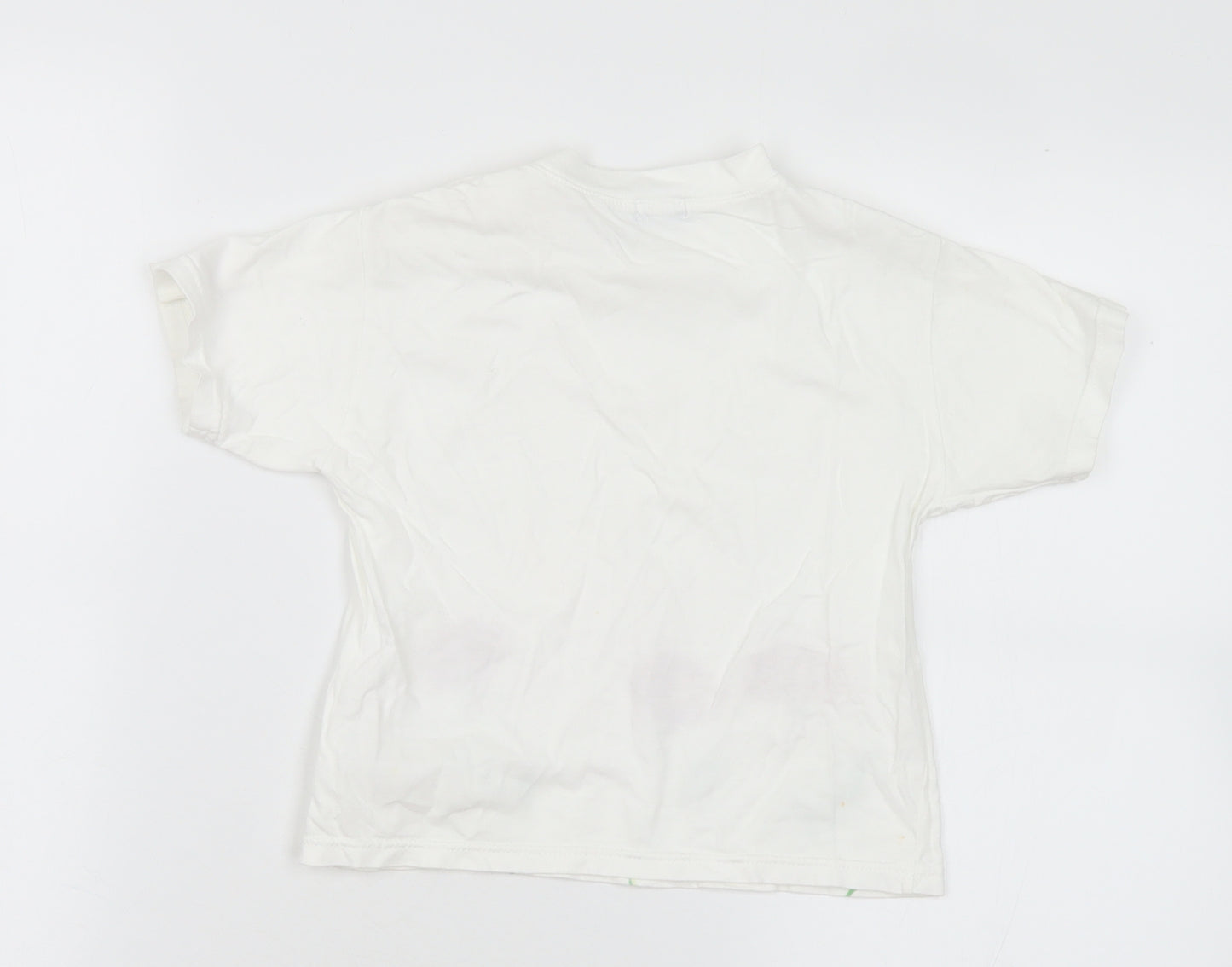 ELLE Girls White Floral Cotton Basic T-Shirt Size 2 Years Crew Neck