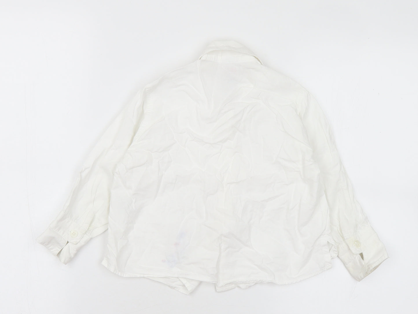 NEXT Girls White Floral Cotton Basic Blouse Size 2 Years Collared Button