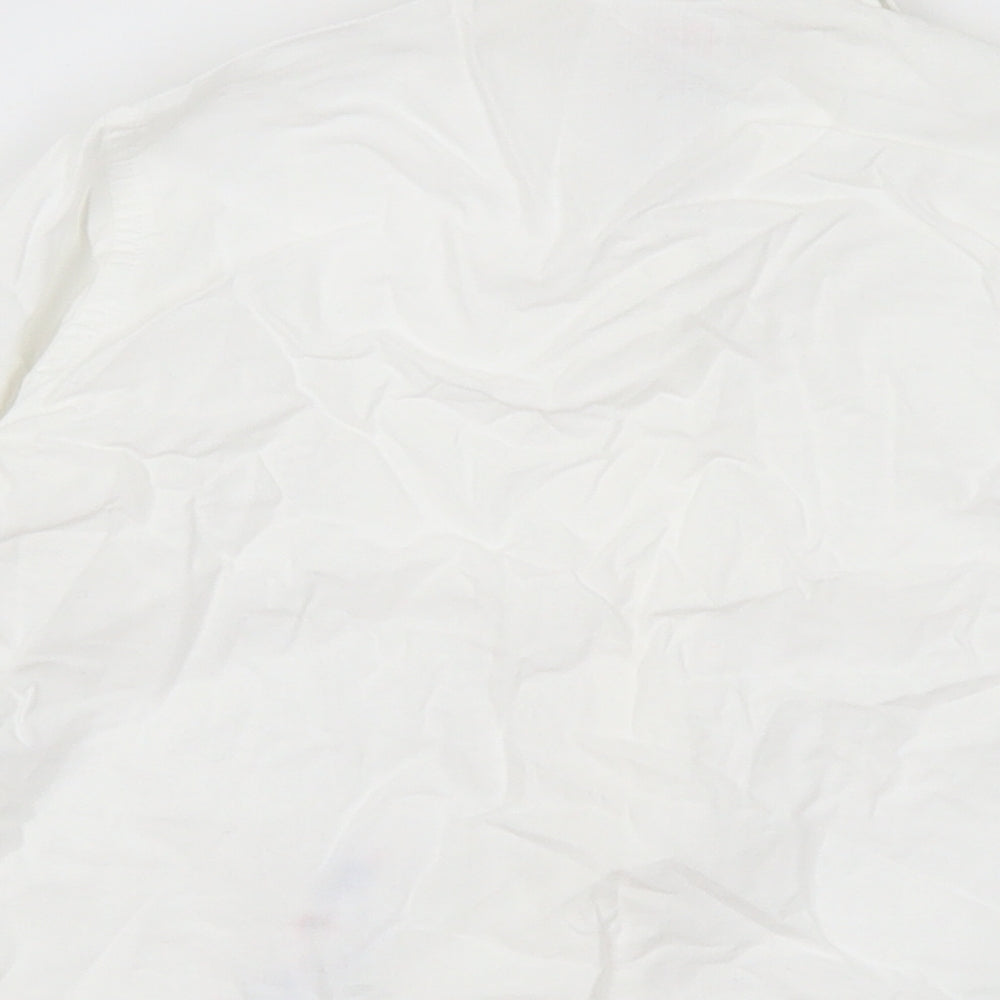 NEXT Girls White Floral Cotton Basic Blouse Size 2 Years Collared Button