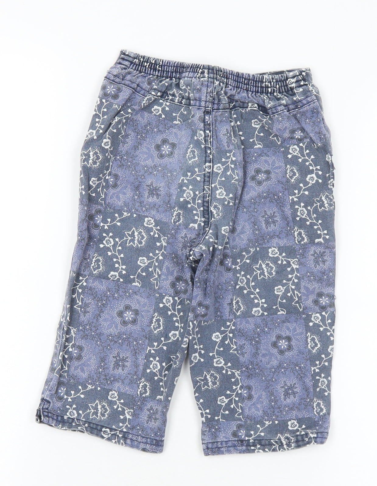 Gap Girls Blue Floral Cotton Straight Jeans Size 2 Years  Regular