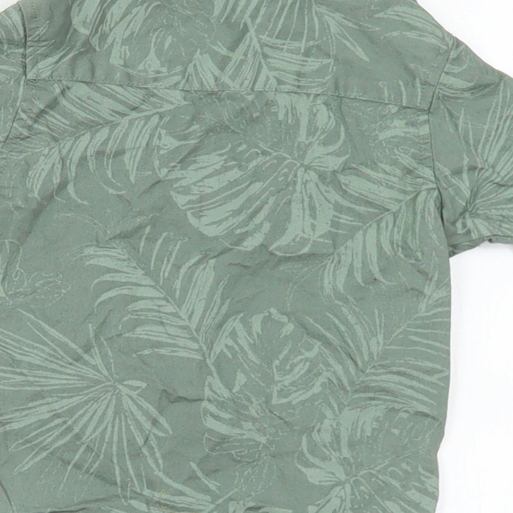Primark Boys Green Floral Cotton Basic Button-Up Size 6-9 Months Collared Button - 6-12 months