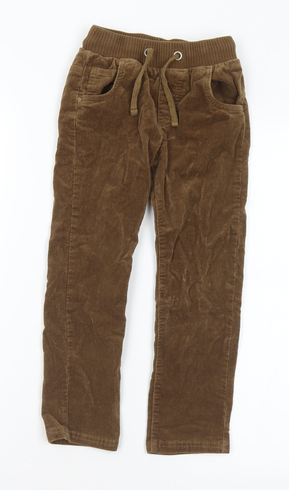 Dunnes Stores Boys Brown  Cotton Chino Trousers Size 6 Years  Regular Drawstring