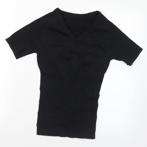 Preworn Womens Black  Nylon Basic T-Shirt Size S V-Neck