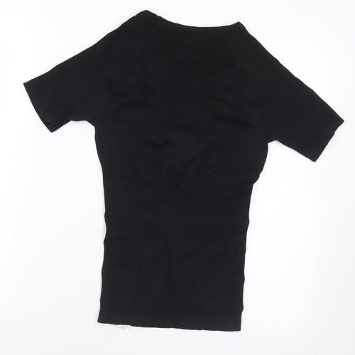 Preworn Womens Black  Nylon Basic T-Shirt Size S V-Neck