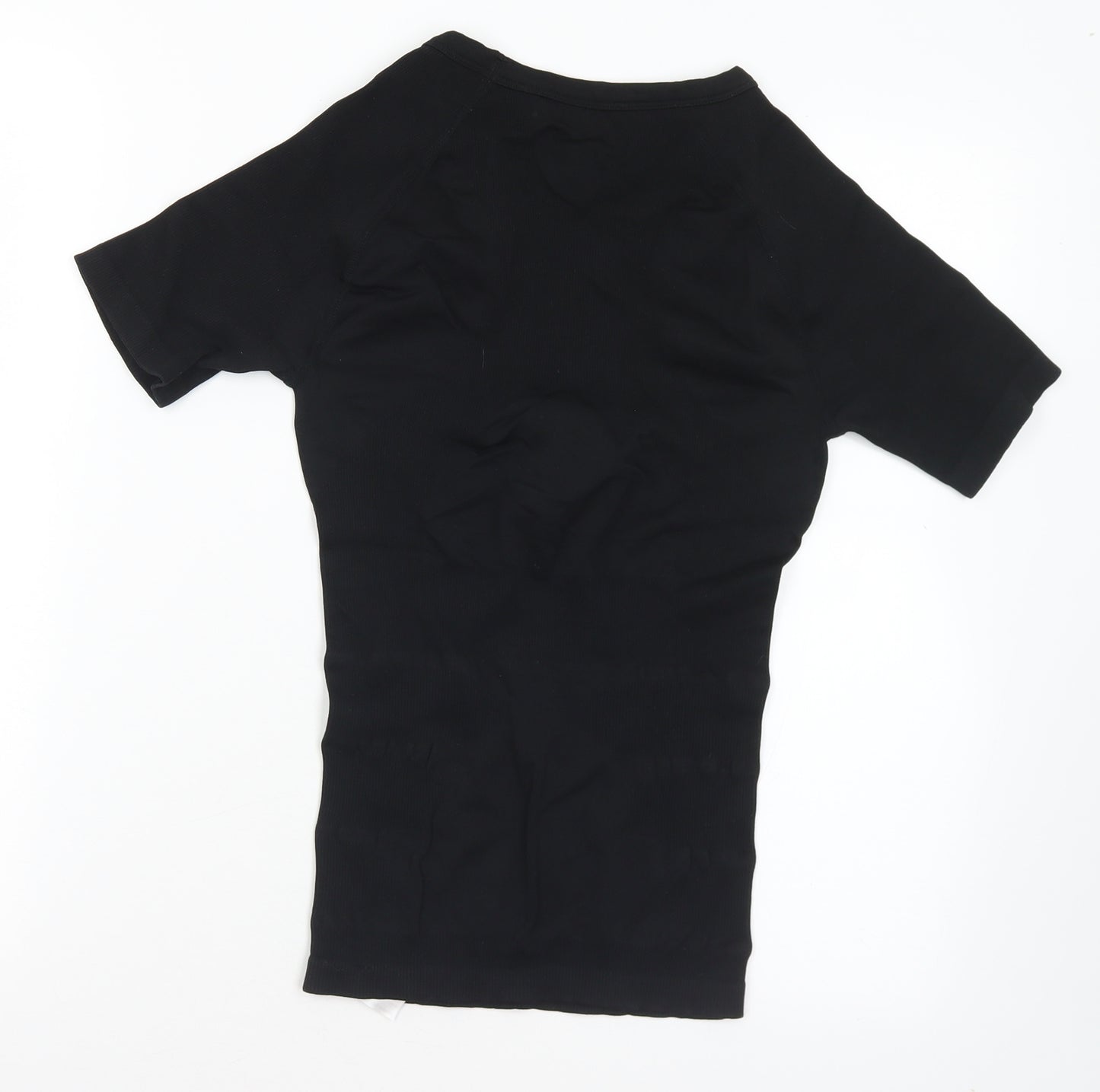 Preworn Womens Black  Nylon Basic T-Shirt Size S V-Neck