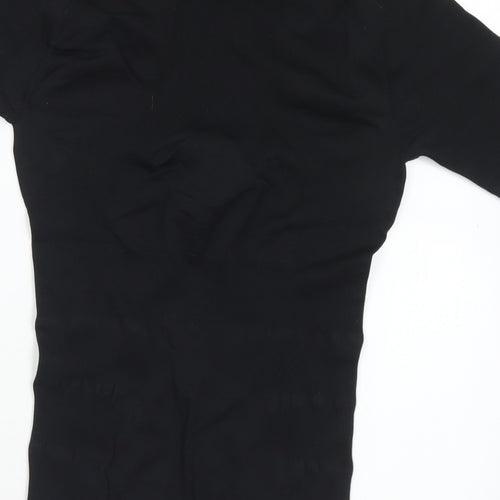 Preworn Womens Black  Nylon Basic T-Shirt Size S V-Neck