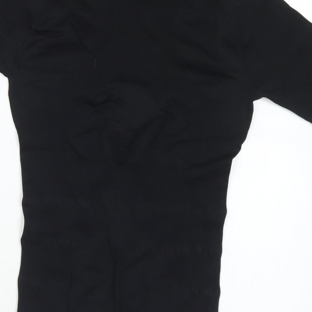 Preworn Womens Black  Nylon Basic T-Shirt Size S V-Neck