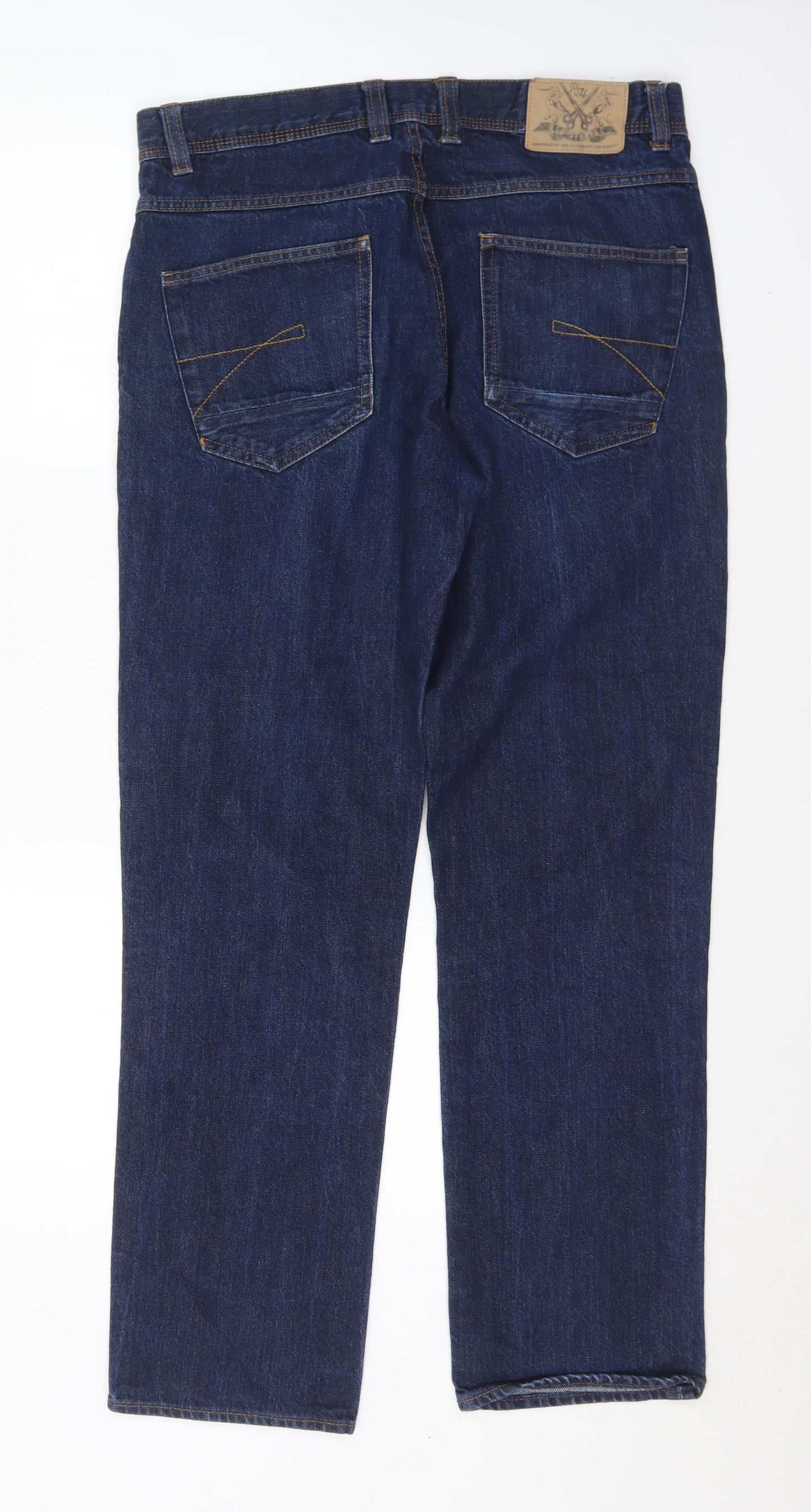 Debenhams Mens Blue  Cotton Straight Jeans Size 34 L32 in Regular Button