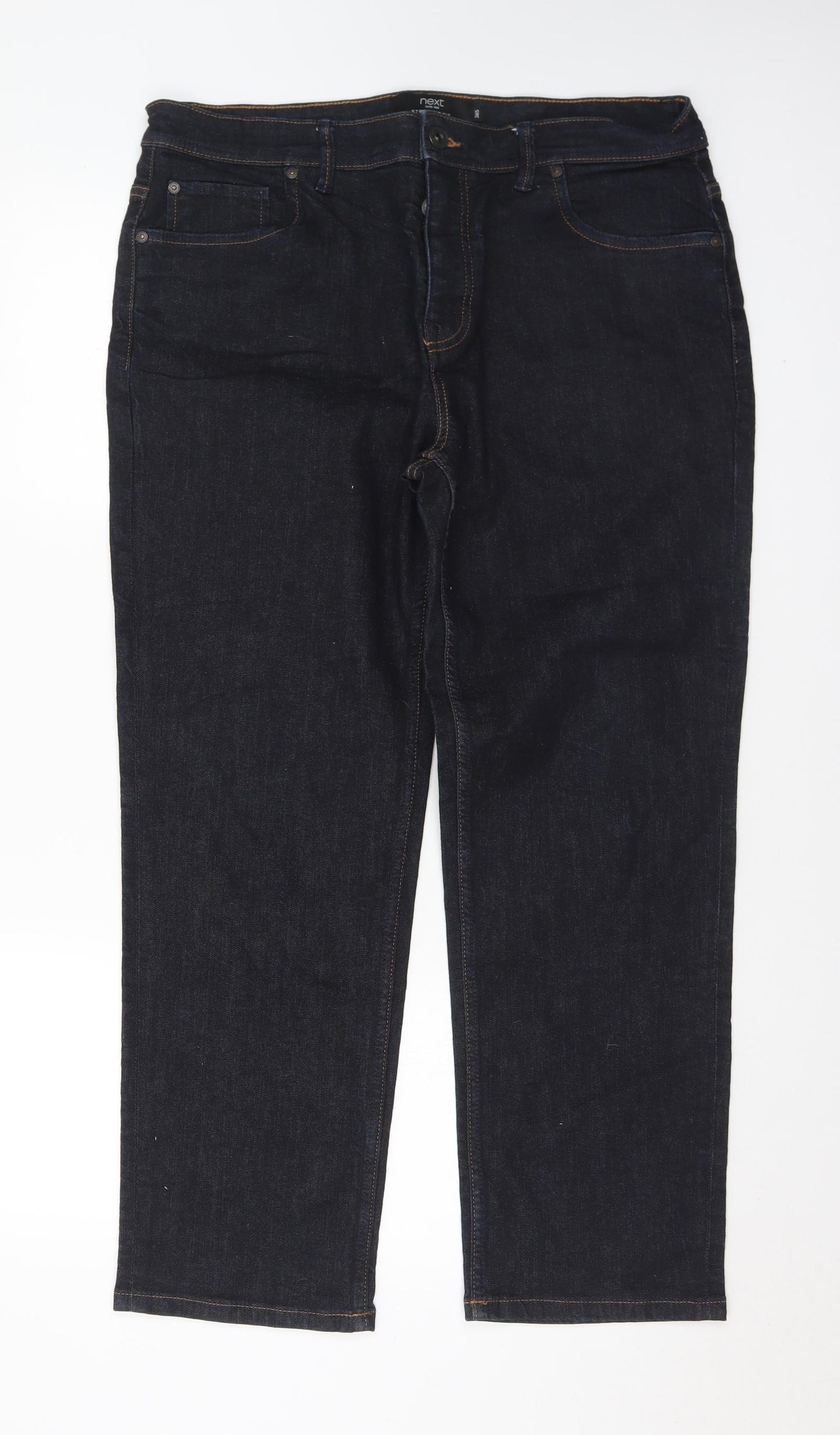 NEXT Mens Black  Cotton Straight Jeans Size 36 in L29 in Regular Button