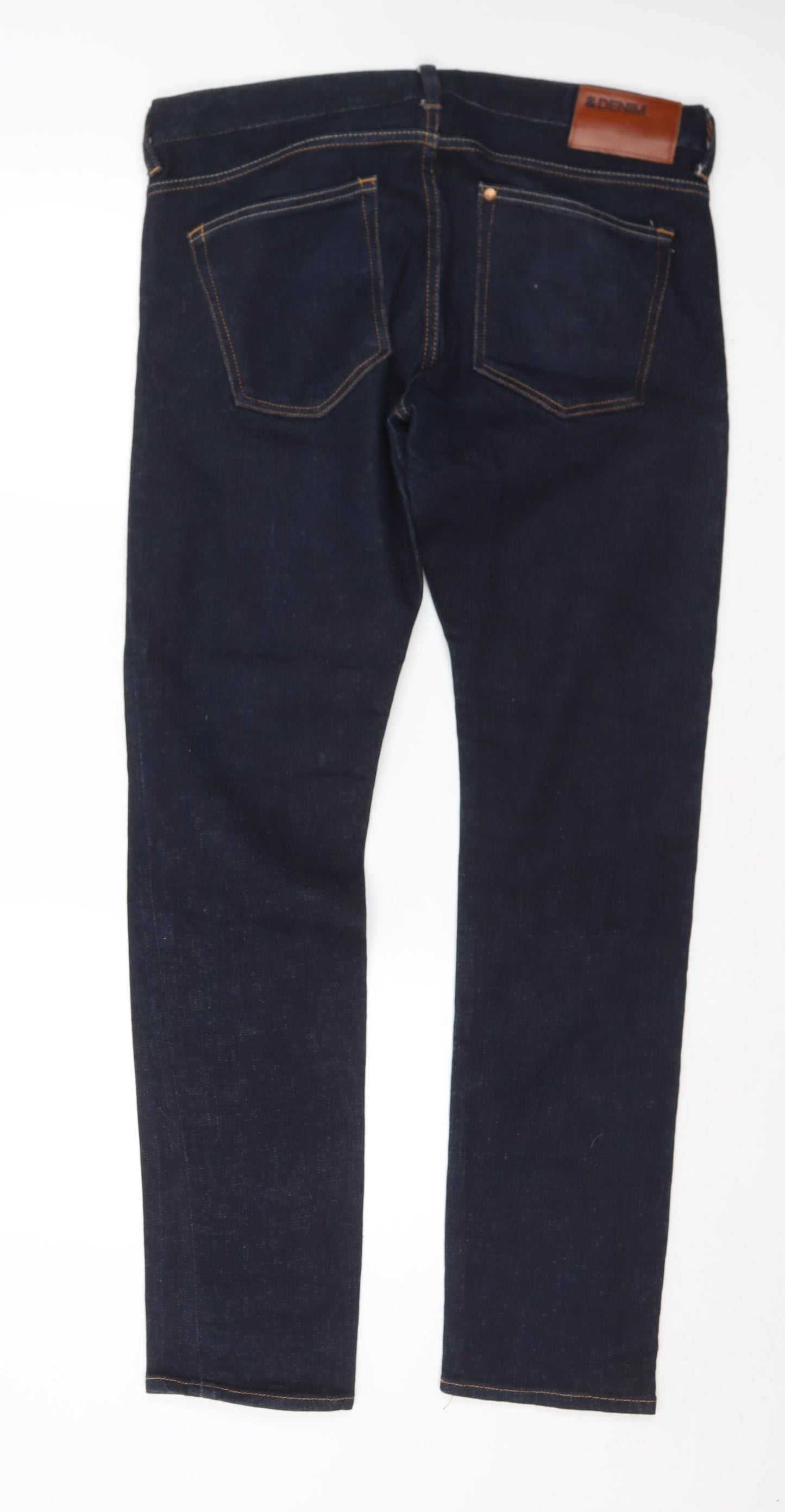 H&M Mens Blue  Cotton Straight Jeans Size 33 in L32 in Slim Button