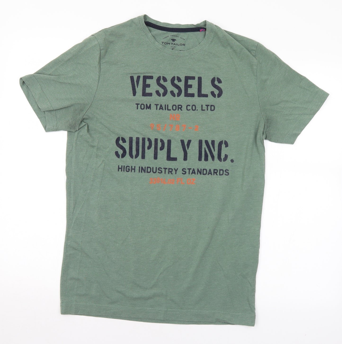 TOM TAILOR Mens Green  Cotton  T-Shirt Size S Crew Neck
